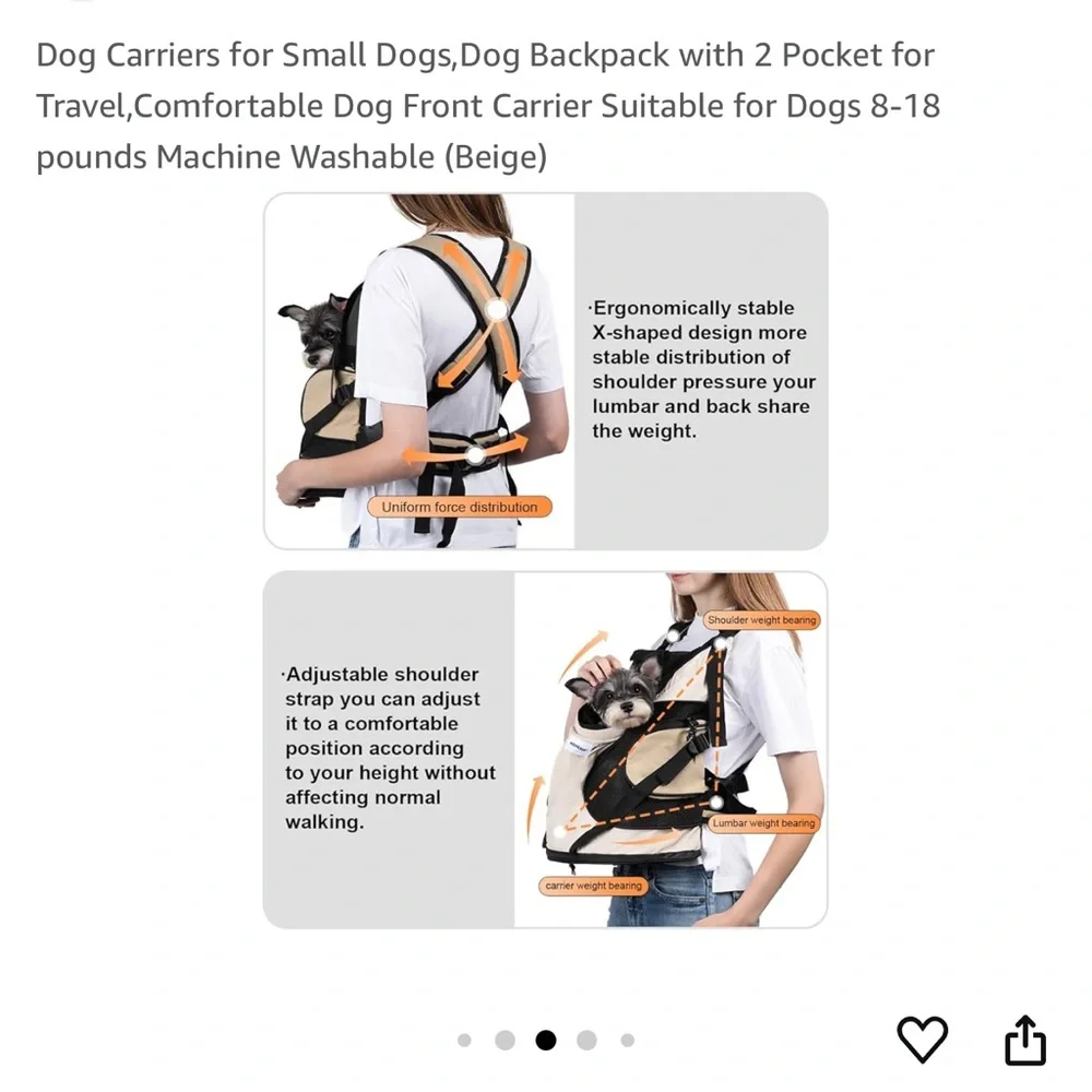 Dog Carriers for Small Dogs,Dog Backpack with 2 Pocket for Travel,